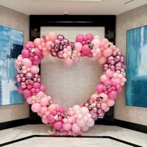 happy annivesry decor with liting and heart ring with no and liting mix balloon
