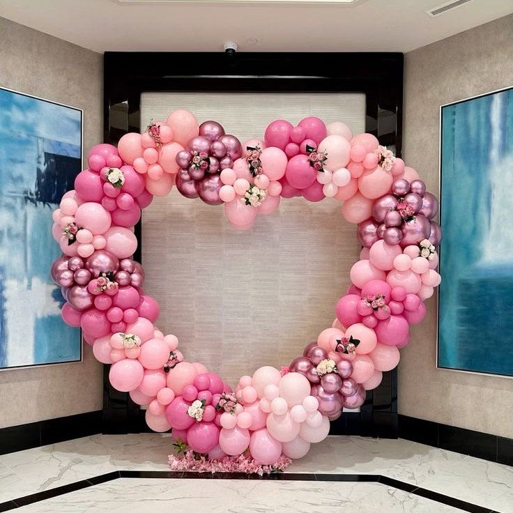happy annivesry decor with liting and heart ring with no and liting mix balloon